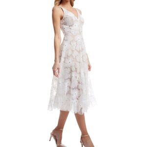 Dress the Population Blair Beaded Floral Cocktail Midi Dress